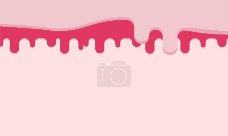 Vector seamless pattern of melted strawberry pink cream dripping dessert background with melted strawberry pink