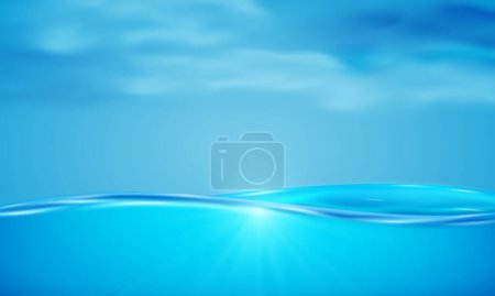 Téléchargez les illustrations : Vecteur bleu eau et fond de lumière du soleil - en licence libre de droit