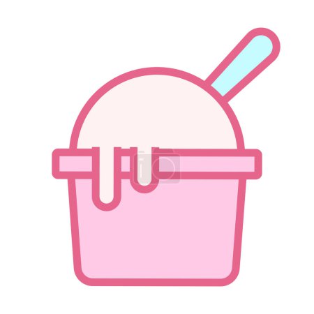 Téléchargez les illustrations : Crème glacée vectorielle avec cookie en tasse sur blanc - en licence libre de droit