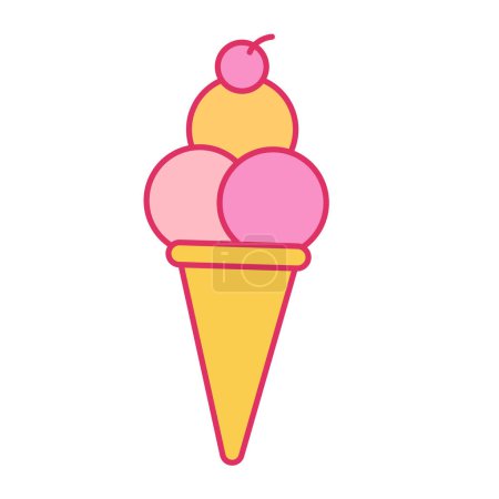 Vector ice cream coloured outline on white background