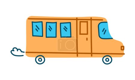 Vector cute cartoon color outlined transportation vehicle illustration