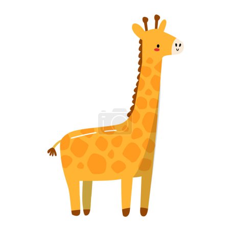 Téléchargez les illustrations : Vecteur mignon main dessiné girafe animal safari blanc fond isolat - en licence libre de droit