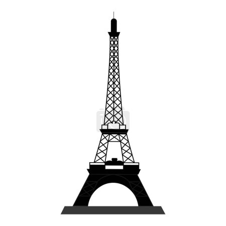 Vector Eiffelturm schwarze Silhouette auf weißem Hintergrund