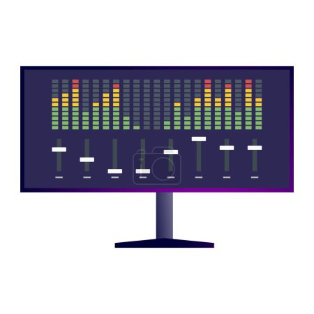 Vector interface of sound and video editor on screen