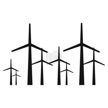 Vector wind turbines in simple style isolated on white background vector illustration