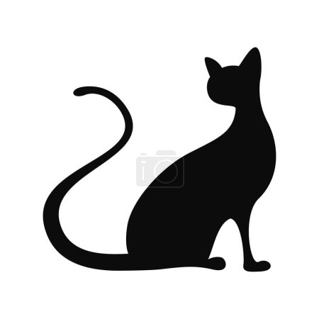 Vector cat silhouette on white background