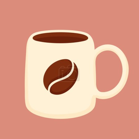 Vector floating coffee with beans cartoon icon illustration