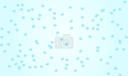 Vector seamless pattern, gentle blue hearts in a chaotic manner