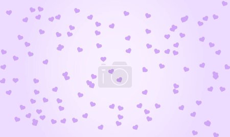 Vector seamless pattern, gentle purple hearts in a chaotic manner