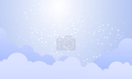Ilustración de Vector tema de San Valentín con corazones en el fondo del cielo azul - Imagen libre de derechos