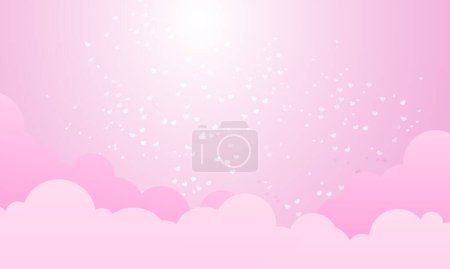 Ilustración de Vector tema de San Valentín con corazones en el fondo del cielo rosa - Imagen libre de derechos