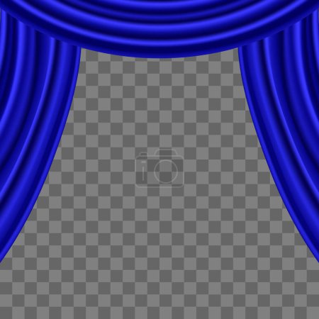 Vector blue curtains with transparent background