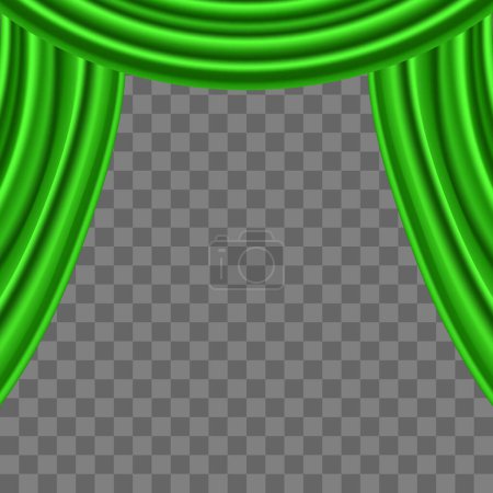 Vector green curtains with transparent background