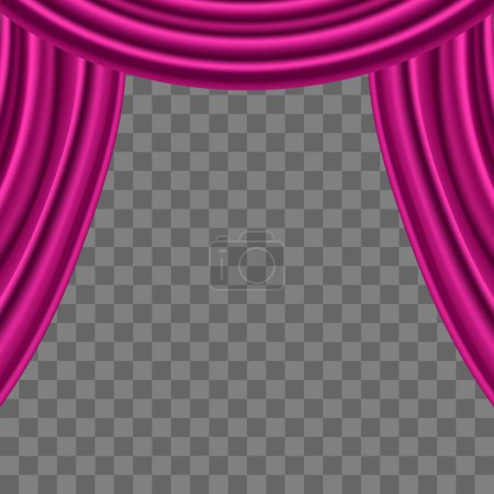 Vector pink curtains with transparent background