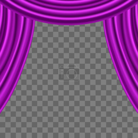 Vector purple curtains with transparent background