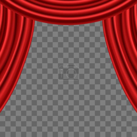 Vector red curtains with transparent background