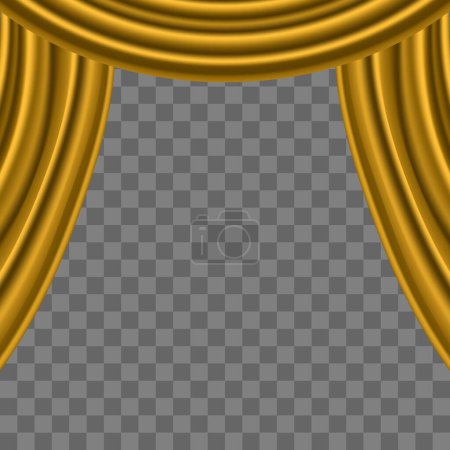 Vector yellow curtains with transparent background