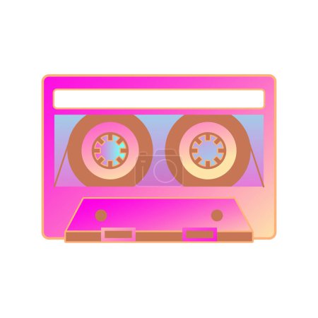 Vector cassette tape icon in cartoon style on a white background