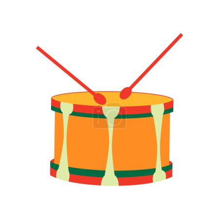 Vector drum toy on white background