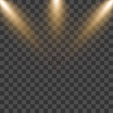 Vector golden focus lights with sparkle dust background