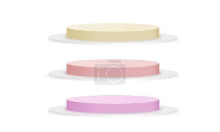 Ilustración de Conjunto vectorial de pedestal de cilindro realista con sombra aislada sobre fondo blanco - Imagen libre de derechos