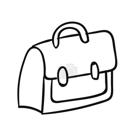 Vector illustration of outline leather briefcase for children, coloring and scrap book