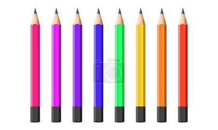 Vector pencil colorful realistic set isolated on white