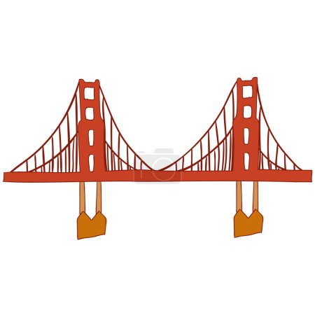 Vector golden gate bridge vector flat illustration