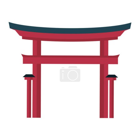 Vector torii japanese gate  on white background