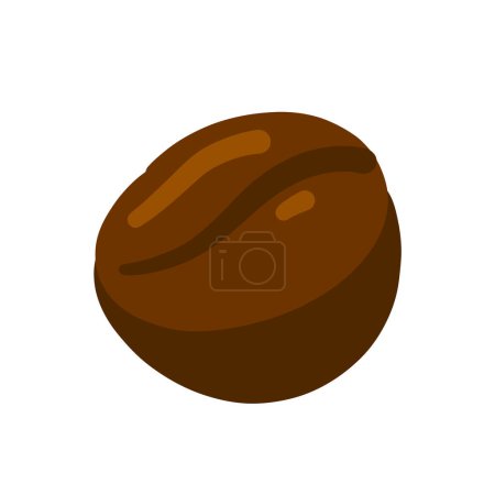 Vector coffee bean icon in cartoon style isolated on white background