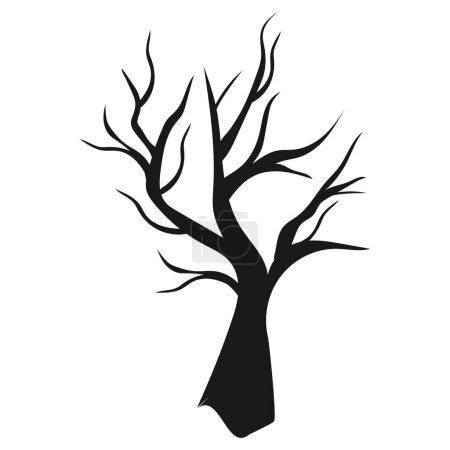 Vector dead tree silhouettes. dying black scary trees forest illustration