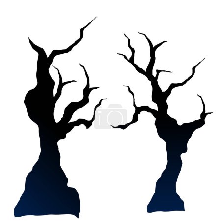 Vector halloween trees on white background