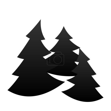Téléchargez les illustrations : Ensemble vectoriel de sapins. silhouette vue forêt. pins isolés sur fond blanc - en licence libre de droit