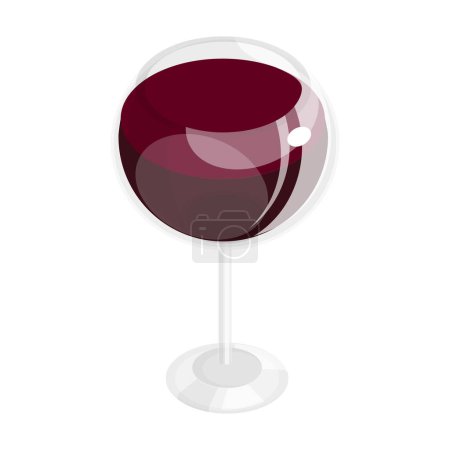Vector a glass of red wine flat illustration