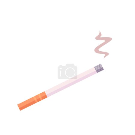Téléchargez les illustrations : Vecteur brûlant cigarette avec de la fumée - en licence libre de droit