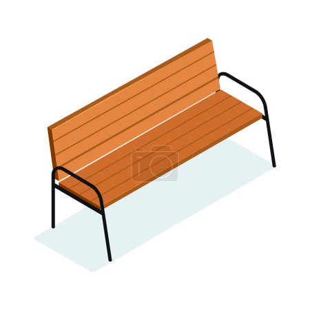 Vector wooden bench isolated on white background