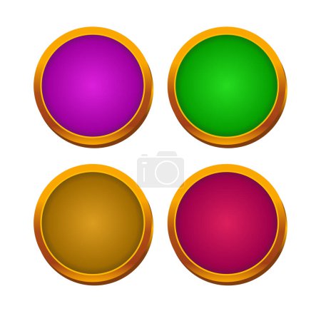 Vector round gold framed button template basis for banner