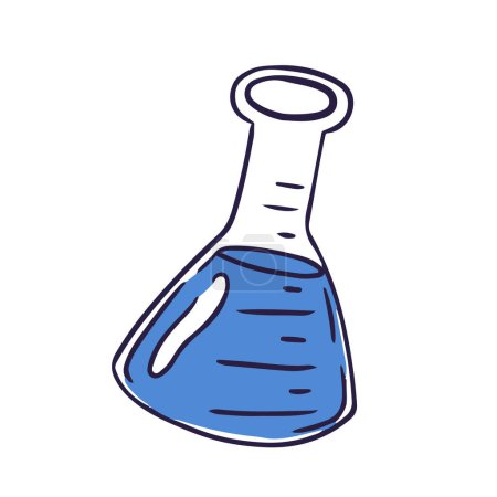 Illustration for Vector blue flask icon hand drawn illustration of blue flask vector icon for web design - Royalty Free Image