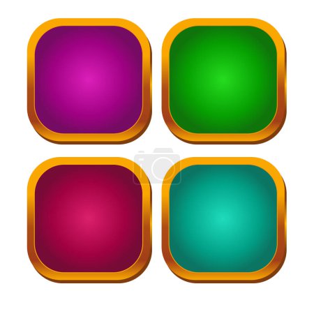 Vector golden shiny frame button in four colors set