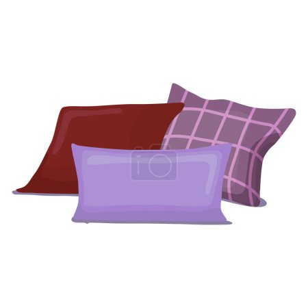 Vector cartoon set of colorful pillows isolated on white