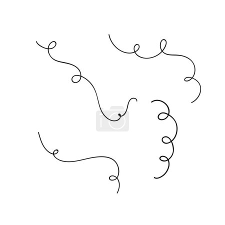 Vector líneas rizadas elementos dibujados a mano