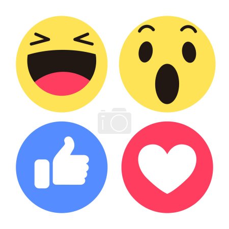 Vektor-Set von Facebook-Emoticons im flachen Stil