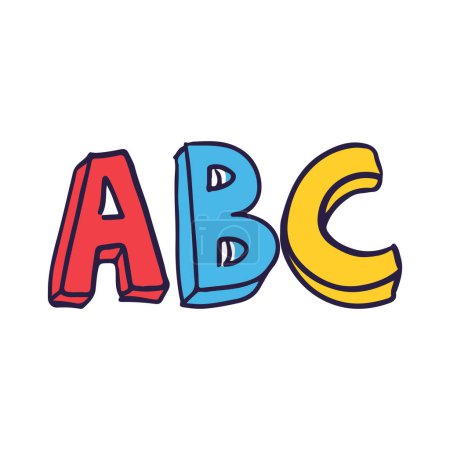 Vecteur les lettres abc dans le style doodle. illustration vectorielle colorée dessinée à la main