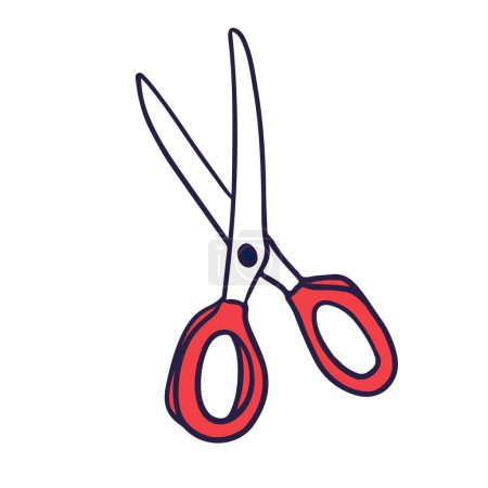 Vector tailors scissors with a red handles