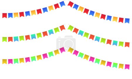 Ilustración de Vector triángulos de fiesta coloridos sobre fondo blanco aislado - Imagen libre de derechos
