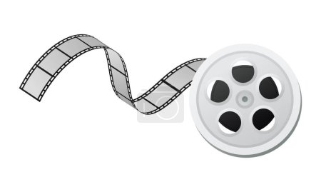 Vector old film tape with film stripe over white background vector