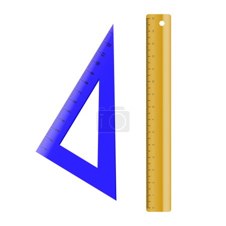 Téléchargez les illustrations : Règle vectorielle et triangle. mesure, outils, géométrie - en licence libre de droit
