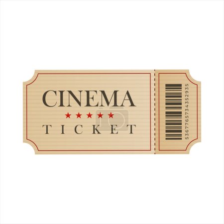 Vector vintage cinema ticket on white