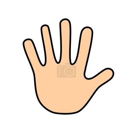 Vector five fingers gesture thin line icon open palm illustration symbol hand vector flat