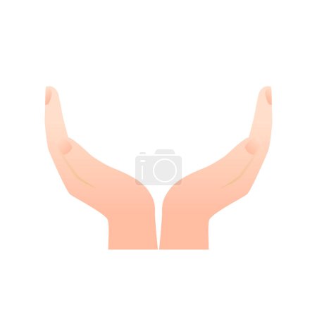 Vector hand drawn cupped hands illustration raised hands vector concept